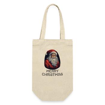 Weihnachtsmann - Marry Christmas - Geschenkbeutel für Flaschen - Natur - Vorne