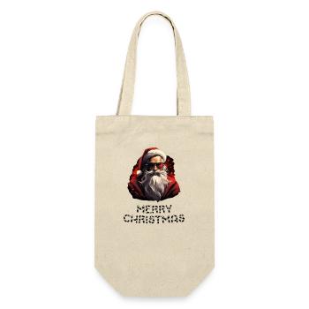 Weihnachtsmann - Marry Christmas - Geschenkbeutel für Flaschen - Natur - Vorne