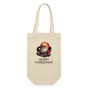 Weihnachtsmann - Marry Christmas - Geschenkbeutel für Flaschen - Natur - Vorne