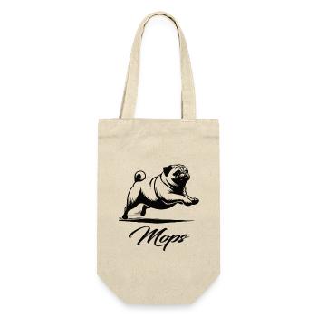 Süßer Mops – Charmanter Begleiter mit Herz - Geschenkbeutel für Flaschen - Natur - Vorne