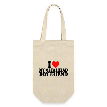 Ich liebe Metal, ich liebe meinen Metal-Freund - Geschenkbeutel für Flaschen - Natur - Vorne
