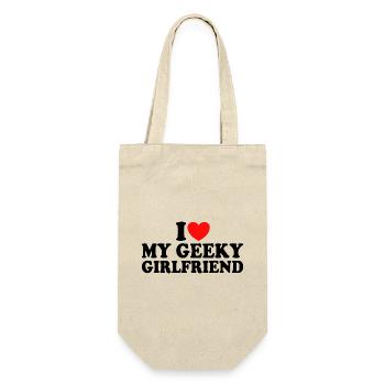 Ich liebe meine Geek-Freundin Ich liebe meine Geek-Freundin - Geschenkbeutel für Flaschen - Natur - Vorne