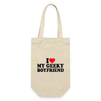 Ich liebe meinen Geek-Freund Ich liebe meinen Geek-Freund - Geschenkbeutel für Flaschen - Natur - Vorne