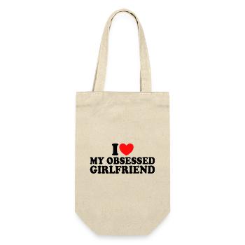Liebe meine Freundin Ich liebe meine besessene Freundin - Geschenkbeutel für Flaschen - Natur - Vorne