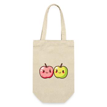 Apfel Paar Liebe Herz Valentinstag - Geschenkbeutel für Flaschen - Natur - Vorne