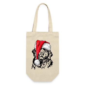Santa Neufundländer Weihnachten Hunde Wilsigns - Geschenkbeutel für Flaschen - Natur - Vorne