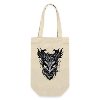 Drache Drachenkopf Maske Gesicht Ungeheuer Kopf - Geschenkbeutel für Flaschen - Natur - Vorne