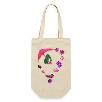 Glitter umbrella and flower ring - Gift Bag for Bottles - nature - Front
