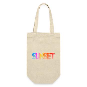 SUNSET Schrift Sonnenuntergang Farben Urlaubsmotiv - Geschenkbeutel für Flaschen - Natur - Vorne