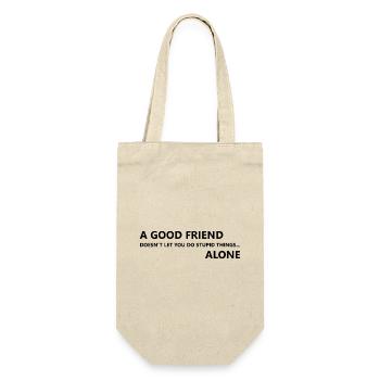 Gute Freunde & dumme Dinge - Geschenkbeutel für Flaschen - Natur - Vorne