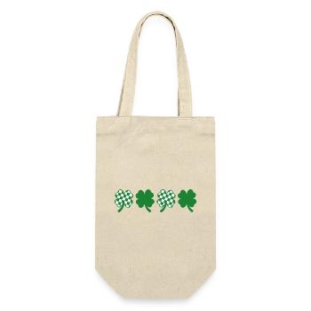 Karierter Klee St. Patrick's Day - Geschenkbeutel für Flaschen - Natur - Vorne