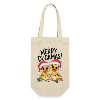Ente Enten Weihnachten Bauer lustig Merry Duckmas - Geschenkbeutel für Flaschen - Natur - Vorne