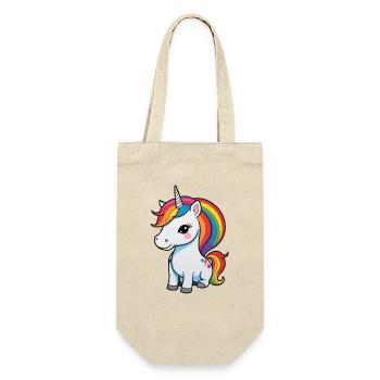 schönes Einhorn mit Regenbogen Mähne Haar - Geschenkbeutel für Flaschen - Natur - Vorne