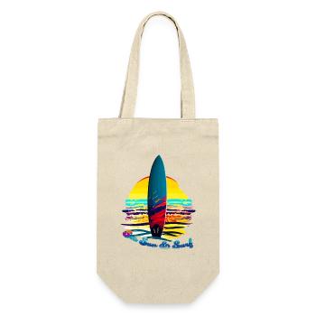 Meer, Sonne & Surfen - Geschenkbeutel für Flaschen - Natur - Vorne