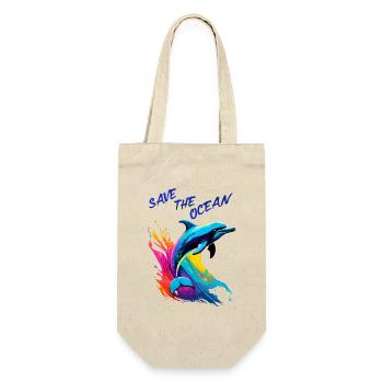 Rettet den Ozean. Delfin - Geschenkbeutel für Flaschen - Natur - Vorne