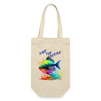 Rettet den Ozean. Bunte Fische - Geschenkbeutel für Flaschen - Natur - Vorne