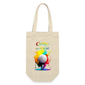 Golfsüchtig - Geschenkbeutel für Flaschen - Natur - Vorne