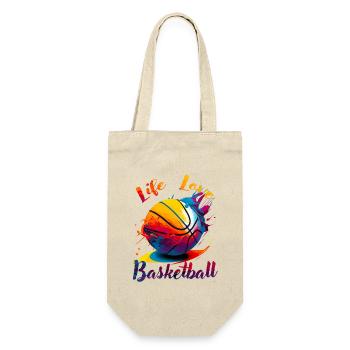 Leben Liebe Basketball - Geschenkbeutel für Flaschen - Natur - Vorne
