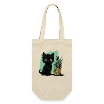 Ananas et chaton - Sac à bouteille - nature - Devant