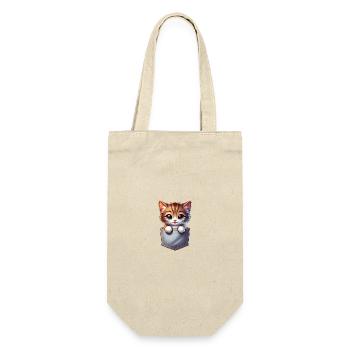 Süße Babykatze - Geschenkbeutel für Flaschen - Natur - Vorne