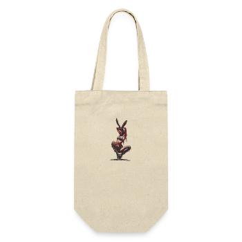 Krieger Hasenohren Fantasy Kunst Kraftvolle Pose - Geschenkbeutel für Flaschen - Natur - Vorne