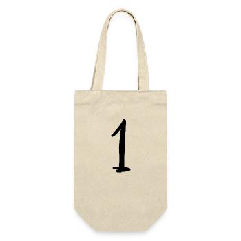 1 JAHR. 1. GEBURTSTAG. GEBURTSTAG 1 JAHR. ZIFFER - Geschenkbeutel für Flaschen - Natur - Vorne