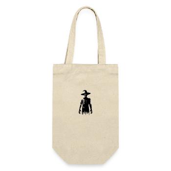 Halloween Zombie Hexe mit Zauberhut - Geschenkbeutel für Flaschen - Natur - Vorne