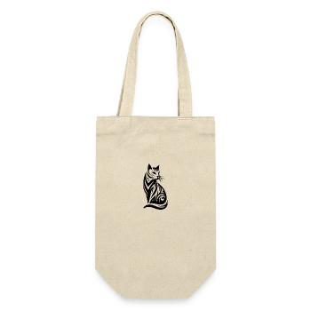 Tatouage tribal géométrique d’un chat noble - Sac à bouteille - nature - Devant