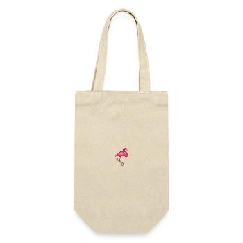 Flamingo - Geschenkbeutel für Flaschen - Natur - Vorne