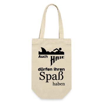 Haie dürfen Spaß haben Geschenk - Geschenkbeutel für Flaschen - Natur - Vorne