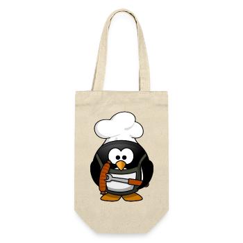 Cooking penguin with grilled sausage - Gift Bag for Bottles - nature - Front