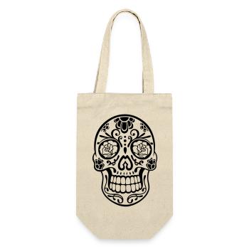 Tête de mort traditionnelle « sugar skull » du Mexique - Sac à bouteille - nature - Devant