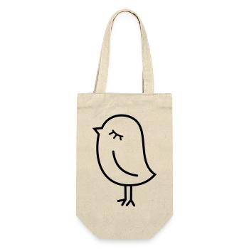 Spatz Vogel – Piepmatz Küken Tweet Vögelchen - Geschenkbeutel für Flaschen - Natur - Vorne