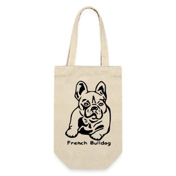 Französische Bulldogge french bulldog - Geschenkbeutel für Flaschen - Natur - Vorne