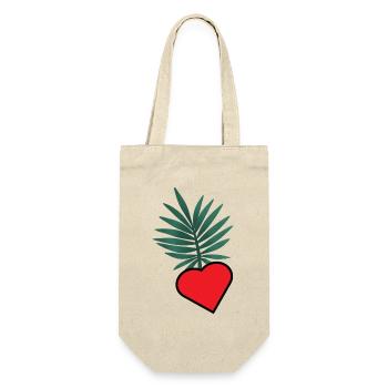 HERZ. HERZ. VALENTINSTAG. LIEBE. LIEBE. HERZ - Geschenkbeutel für Flaschen - Natur - Vorne