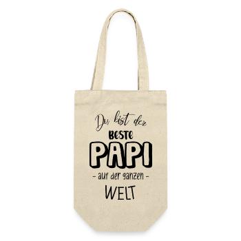 Du bist der beste PAPI auf der ganzen Welt - Geschenkbeutel für Flaschen - Natur - Vorne