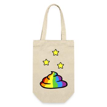 Regenbogenkacke mit gelben Sternen - Geschenkbeutel für Flaschen - Natur - Vorne