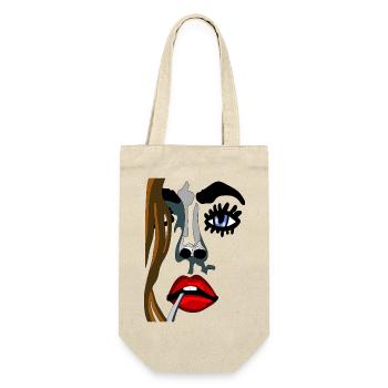 Classic Art Face - Top Model with Red Lights - Gift Bag for Bottles - nature - Front