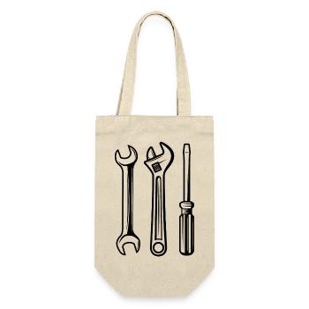 Handwerker Handyman Handwerk Werkzeug Baustelle - Geschenkbeutel für Flaschen - Natur - Vorne