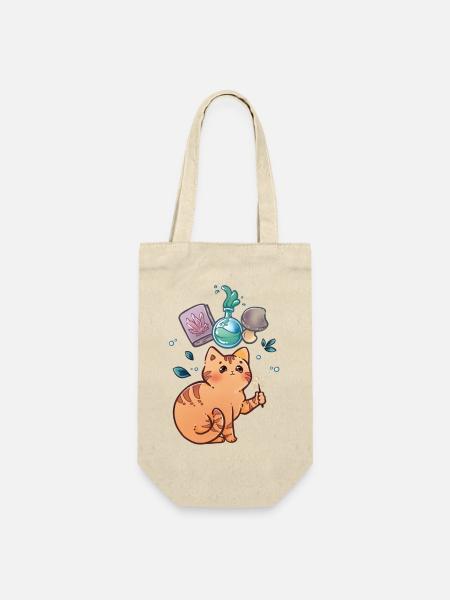 Kleine Magier Katze - Geschenkbeutel für Flaschen - Natur