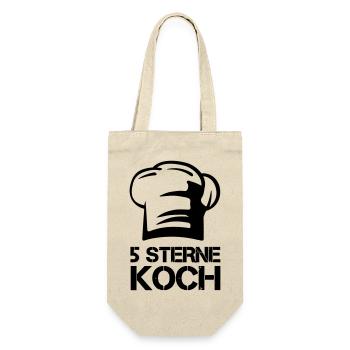 kochmütze 5 sterne koch - Geschenkbeutel für Flaschen - Natur - Vorne