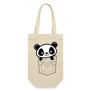 Panda Peeking From Pocket - Gift Bag for Bottles - nature - Front