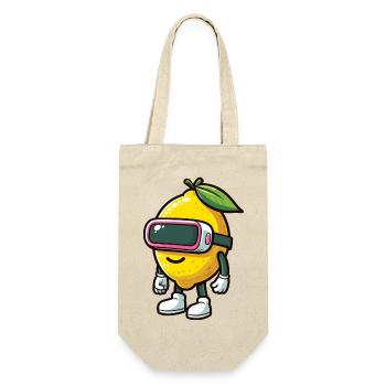 Coole Zitrone mit VR Brille Gamer Shirt - Geschenkbeutel für Flaschen - Natur - Vorne