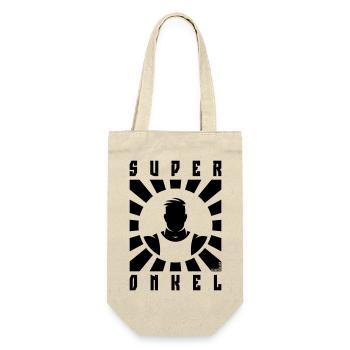 Super Onkel (Superonkel / Strahlen / Black) - Geschenkbeutel für Flaschen - Natur - Vorne
