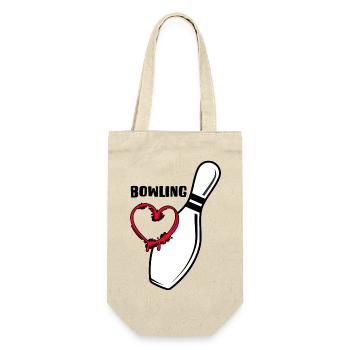 bowling strike bowlingbahn bowling-love - Geschenkbeutel für Flaschen - Natur - Vorne