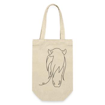 Pferd Silhouette - Geschenkbeutel für Flaschen - Natur - Vorne