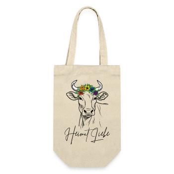 Kuh Heimat Liebe - Geschenkbeutel für Flaschen - Natur - Vorne