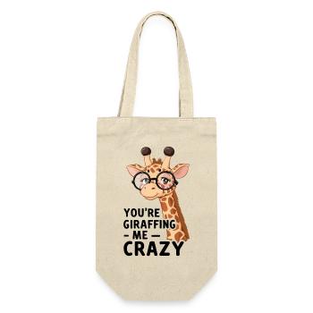 Verrückte Giraffe, You’re giraffing me crazy - Geschenkbeutel für Flaschen - Natur - Vorne