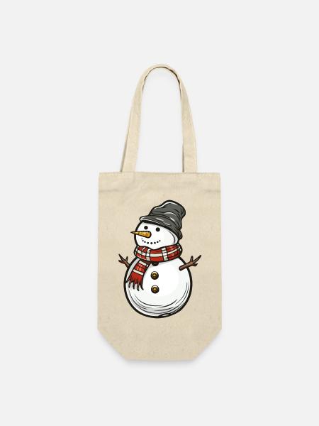 Schneemann - Geschenkbeutel für Flaschen - Natur