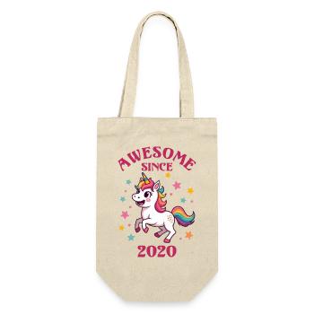 Awesome Since 2020 - Kids Birthday Unicorn - Gift Bag for Bottles - nature - Front